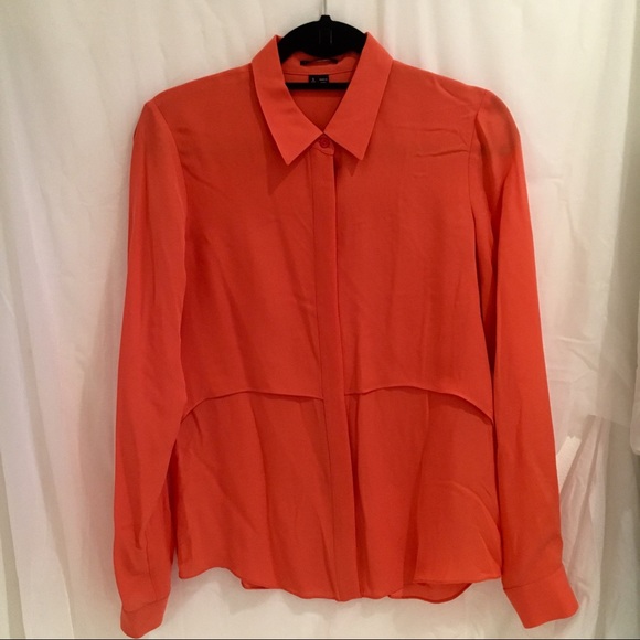 Theory 100% Silk Blouse - Salmon Pink - Picture 5 of 8